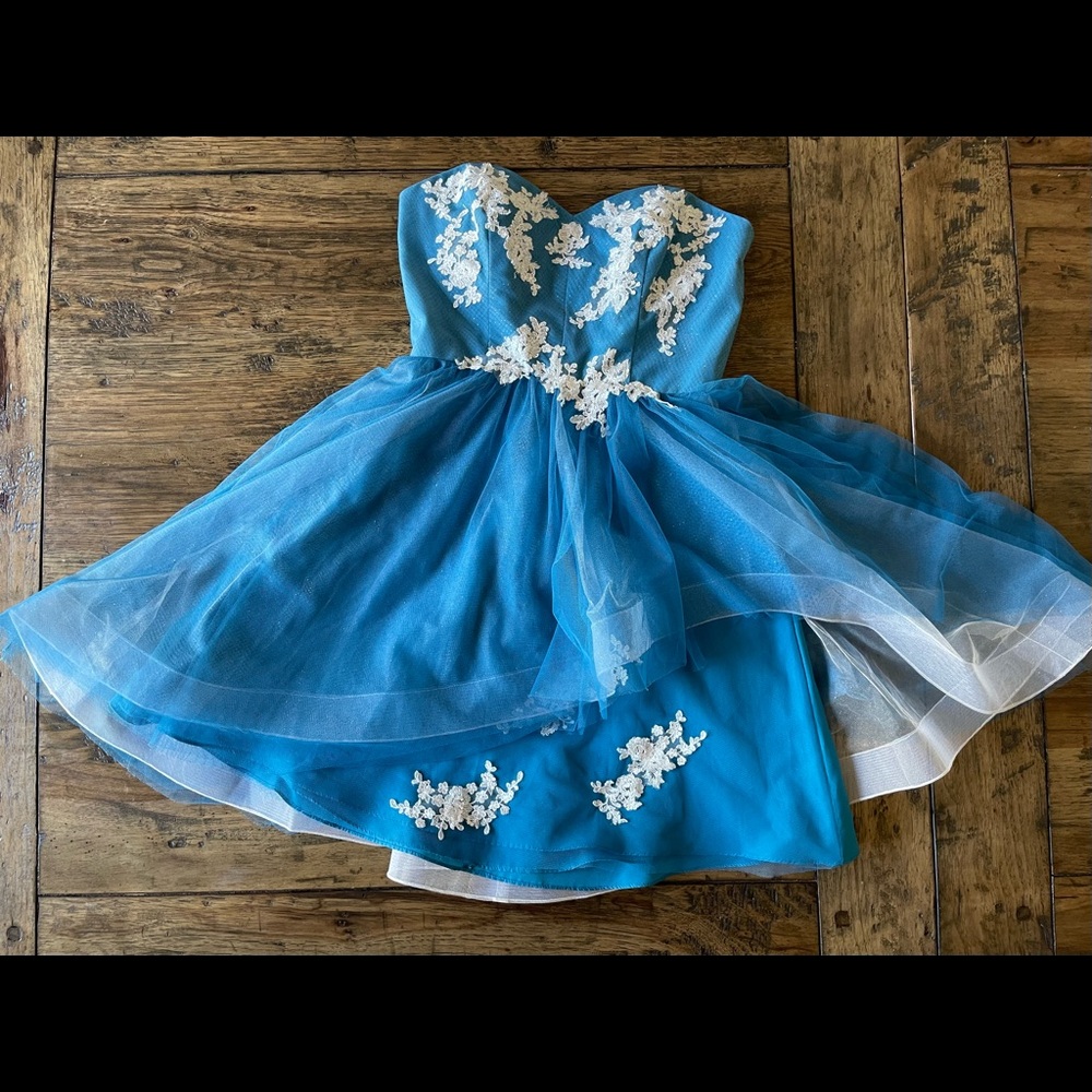 Disney Alfred Angelo Fairy Tale Weddings Bermuda Blue Royal Maidens Dress US 10